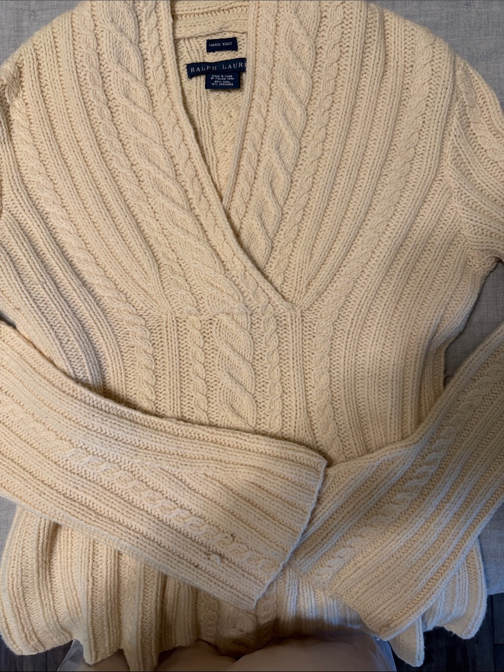Ralph Lauren Blue label Cream Cable V-Neck Sweater